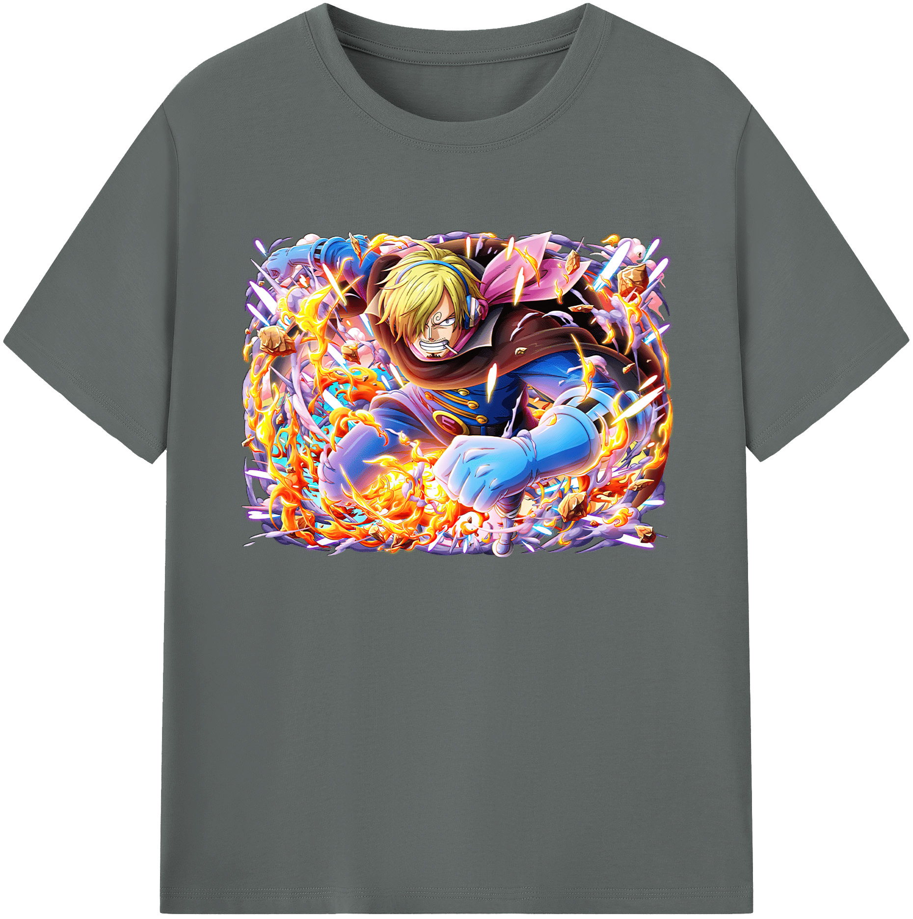 （画像用） ワンピース サンジ ONE PIECE Sanji 綿100％ メンズ半袖Tシャツ｜肌触りやわらか＆通気性